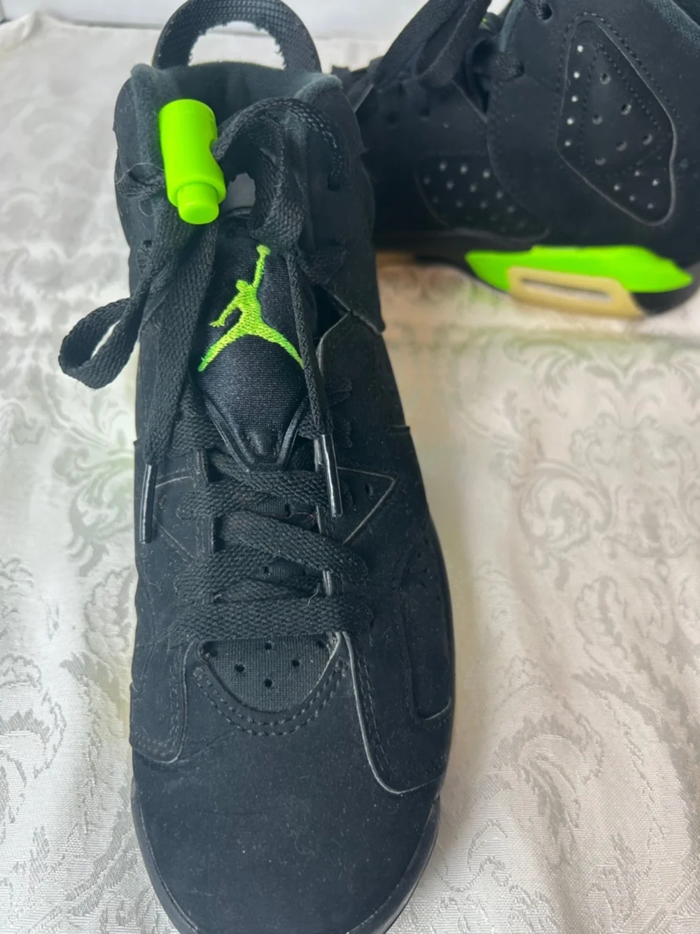 Nike Air Jordan 6 retro Sz 4.5 Electric Green/ Black 2021 Rubber Shoes Y2K